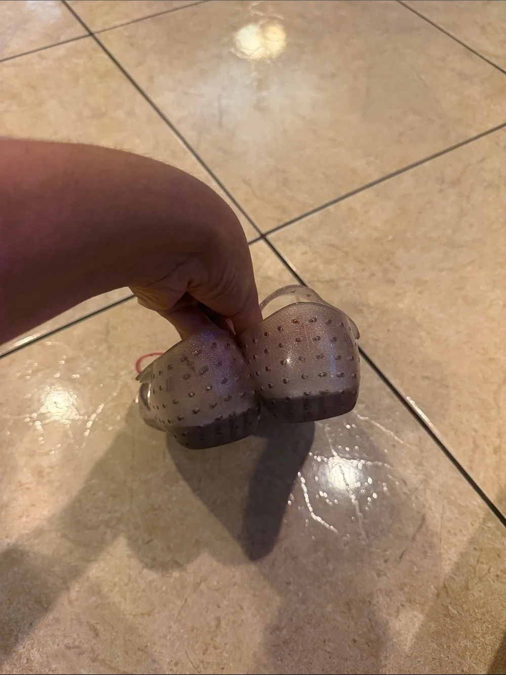 Mini Melissa Taupe Jelly Mary Janes with Pink Bow